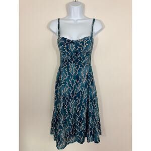 HD in Paris Anthropologie 00 Teal Coral Print Cotton Sundress